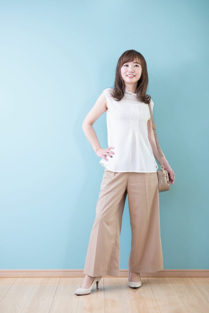婚活鉄板コーデ Aライントップス×ワイドパンツ